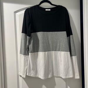 Black, Gray, and White Long Sleeve Shirt great with leggings